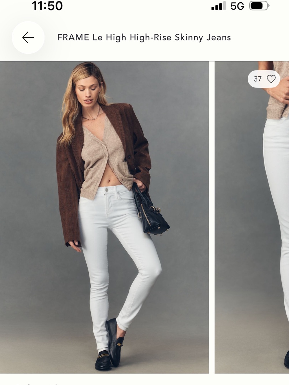 NWT Frame Le High High-Rise Skinny Jeans in Blanc White size 26